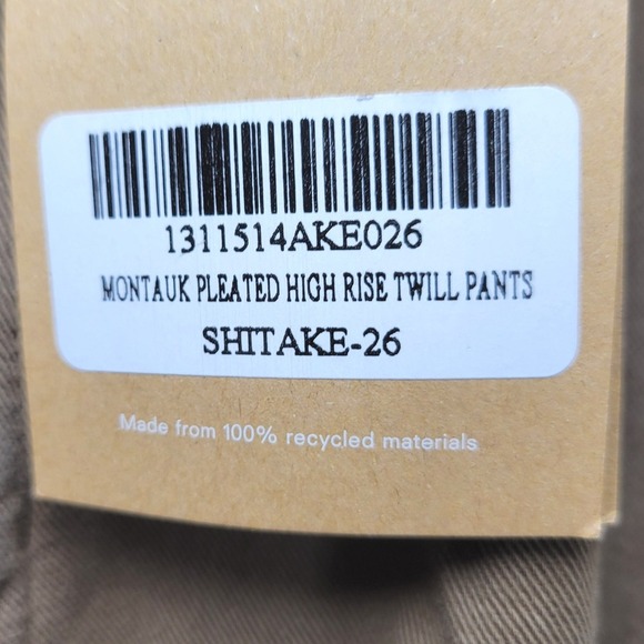 Reformation Montauk Pants NWT Size 26 High Rise Pleated Wide Leg Brown Twill - Picture 8 of 9